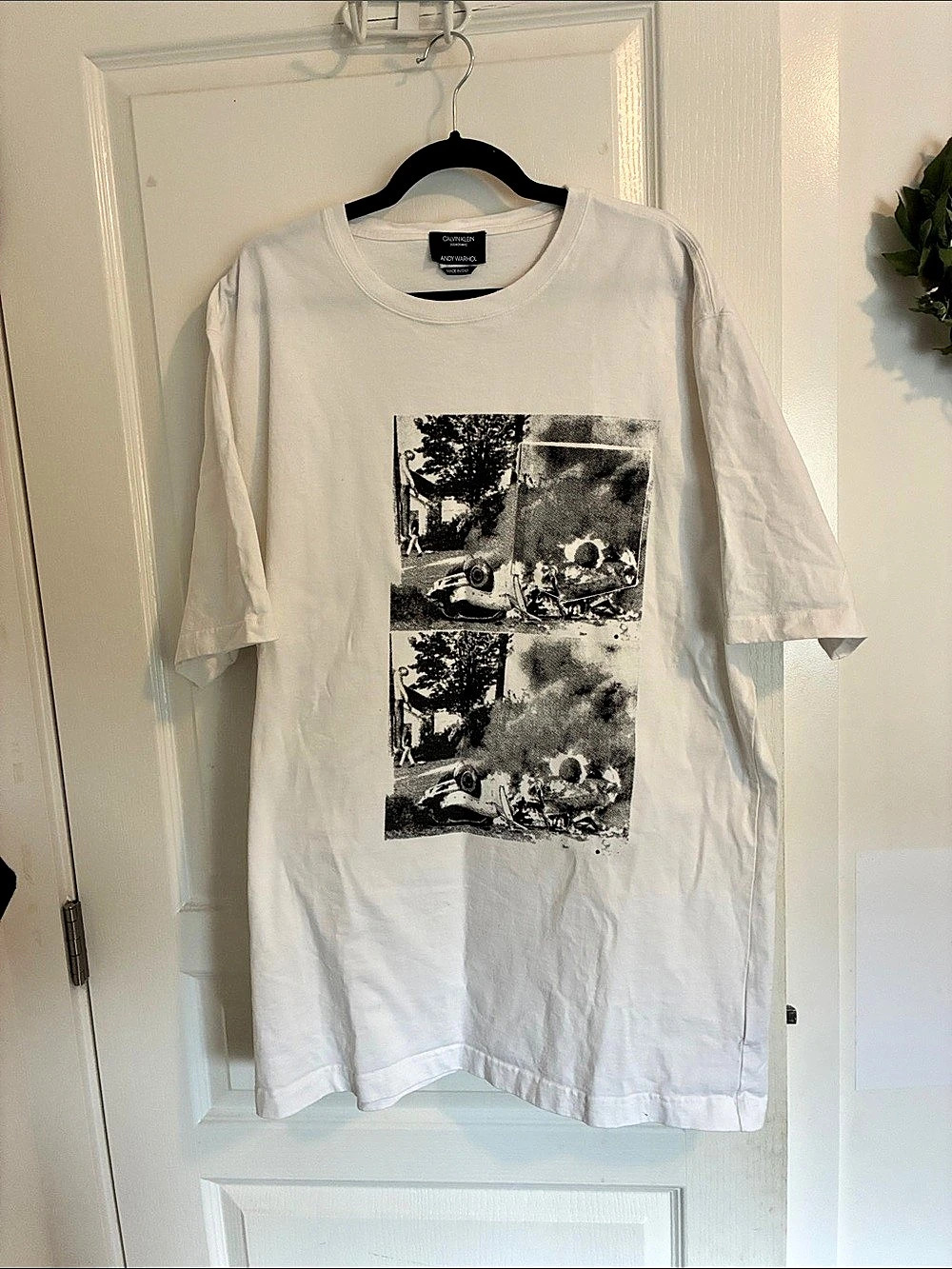Calvin Klein 205W39NYC Andy Warhol Car Crash Print T-Shirt White